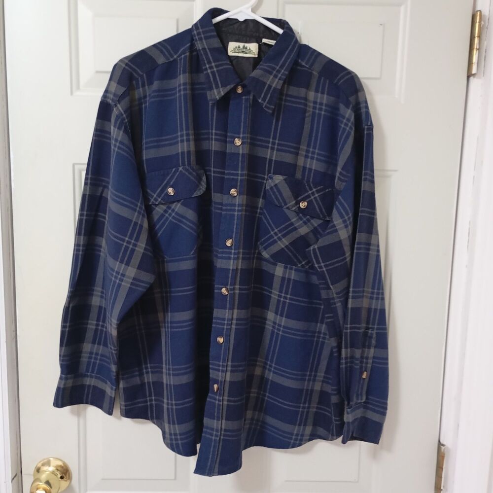 Timber Trail Acrylic Size XL Blue Plaid Flannel Button Up Mens